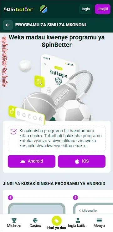 Programu ya simu ya SpinBetter kwa Android na iOS